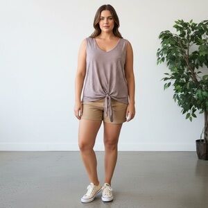 Wilde Women’s light Brown & White Striped Tie-Front Tank Top 2X new with tags